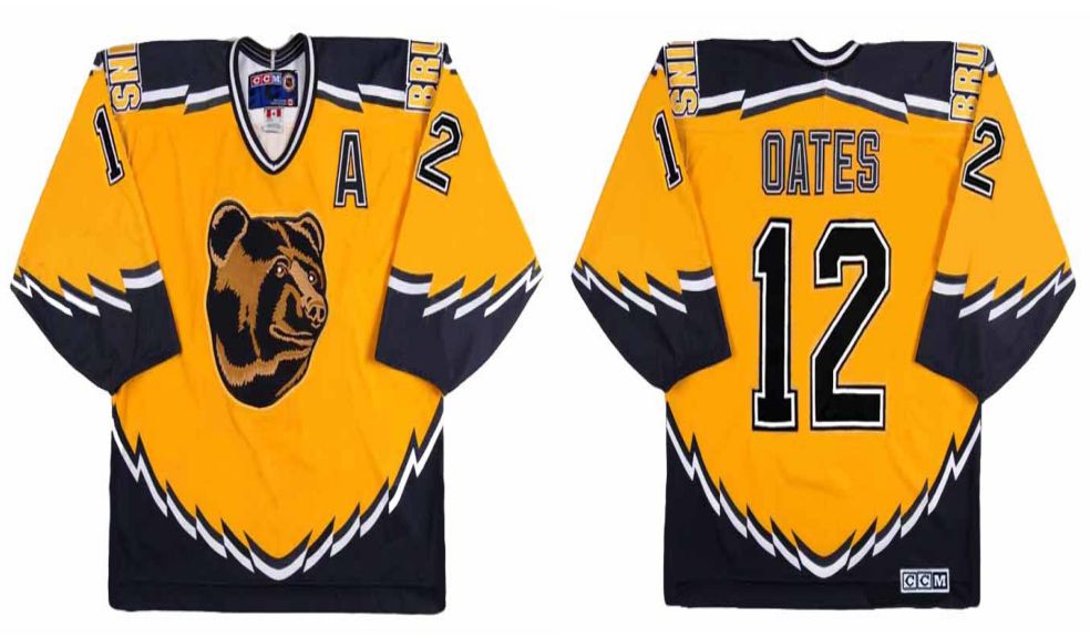 2019 Men Boston Bruins #12 Oates Yellow CCM NHL jerseys